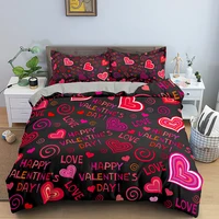 Heart Pattern King Queen Duvet Cover 3D Love Shape Bedding Set Women Girl Valentine Birthday Gift Red Soft Polyester Quilt Cover