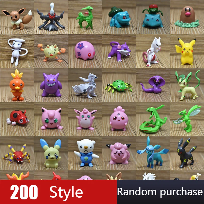 

1pcs wholesale 200 Styles Random Purchase 3.6-6cm Pokemon Pikachu Mewtwo Charizard figure action toys for children gift