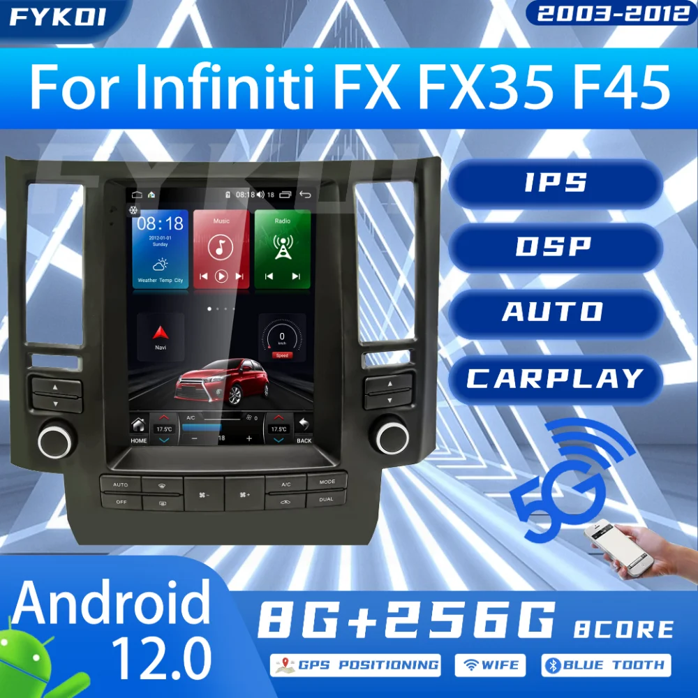 

Автомобильный радиоприемник FYKOI для Infiniti FX FX35 F45 2003-2012, автомобильный мультимедийный плеер Carplay Android, автомобильный Bluetooth 4G WIFI GPS-навигатор
