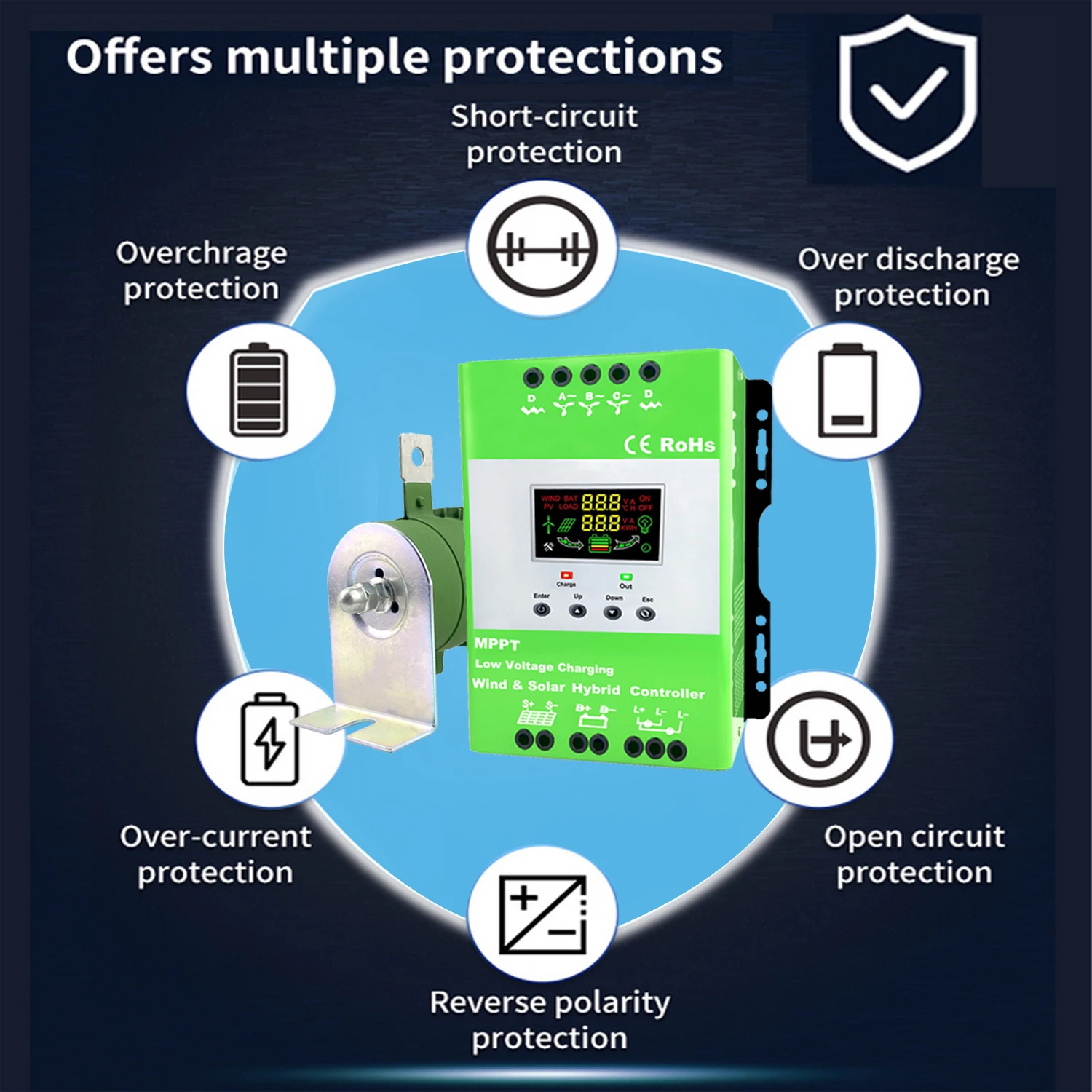 Контроллер Заряда MPPT с Wi-Fi 12 В 24 48 5000 А 6000 Вт 8000 ветрогенератор солнечной панелью