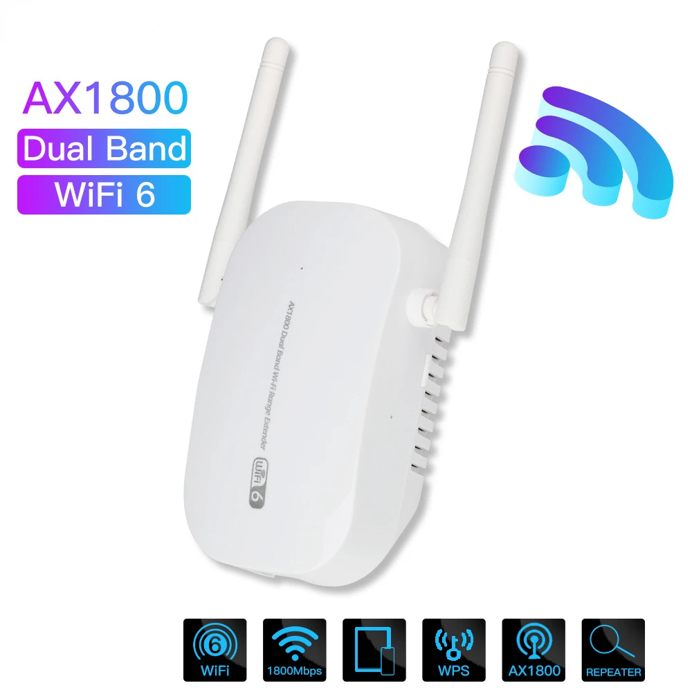 

WiFi 6 AX1800 Dual Band 2.4/5Ghz Gigabit Wireless Extender Wi-Fi6 Signal Expansion Booster Repeater Long Range Ethernet Amplifer