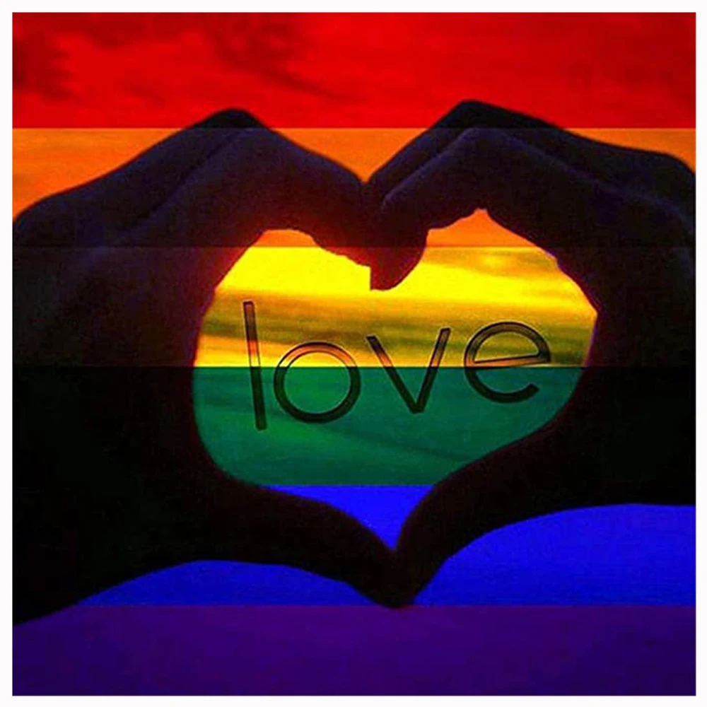 

Алмазная картина с квадратными стразами, картина «Радуга любви» 5d «сделай сам» с вышивкой, пейзаж, украшение стразы, подарок