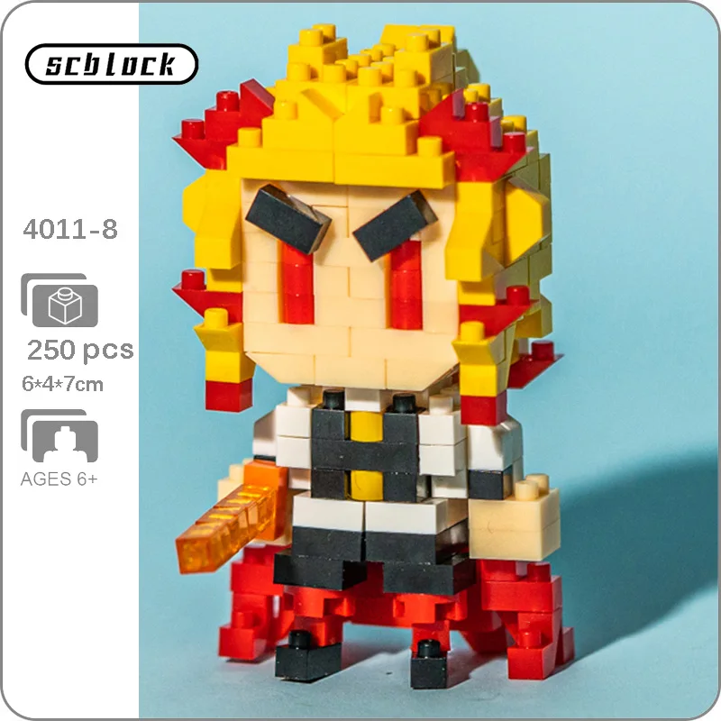 

SC 4011-8 аниме рассекающий демонов Rengoku Kyoujurou Warrior Ninja кукла 3D Мини Алмазные блоки кирпичи игрушка для детей без коробки