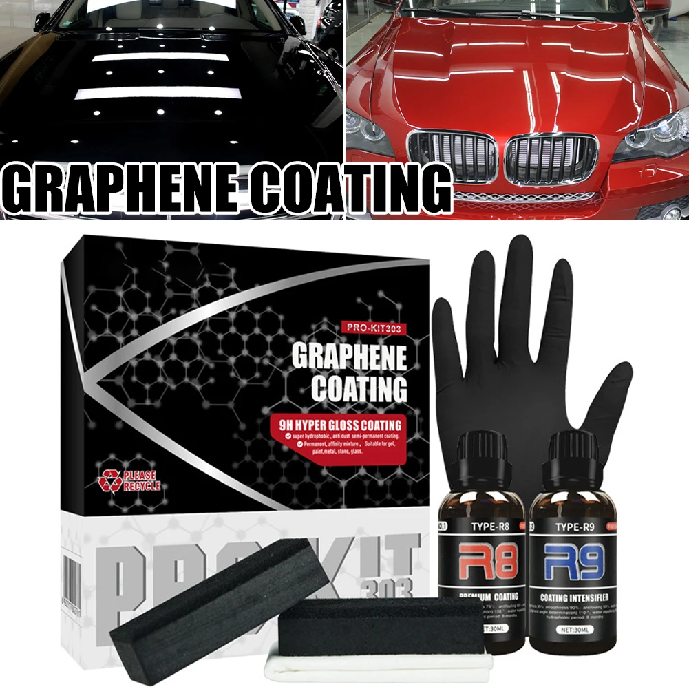 

9H Car Crystal Coating Agent Heat Resistant Double Effect Super Hydrophobic Coating Liquid Car Paint Finish Polishing Care Kit