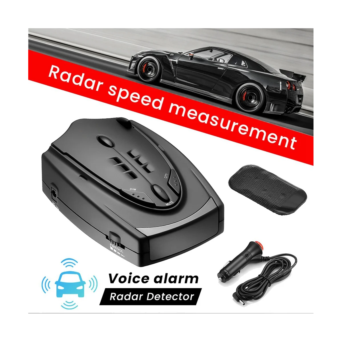 

English Russian Voice STR525 Car Radar Detector Auto Vehicle Speed Alert Alarm Warning X K Car Detector Anti Radar