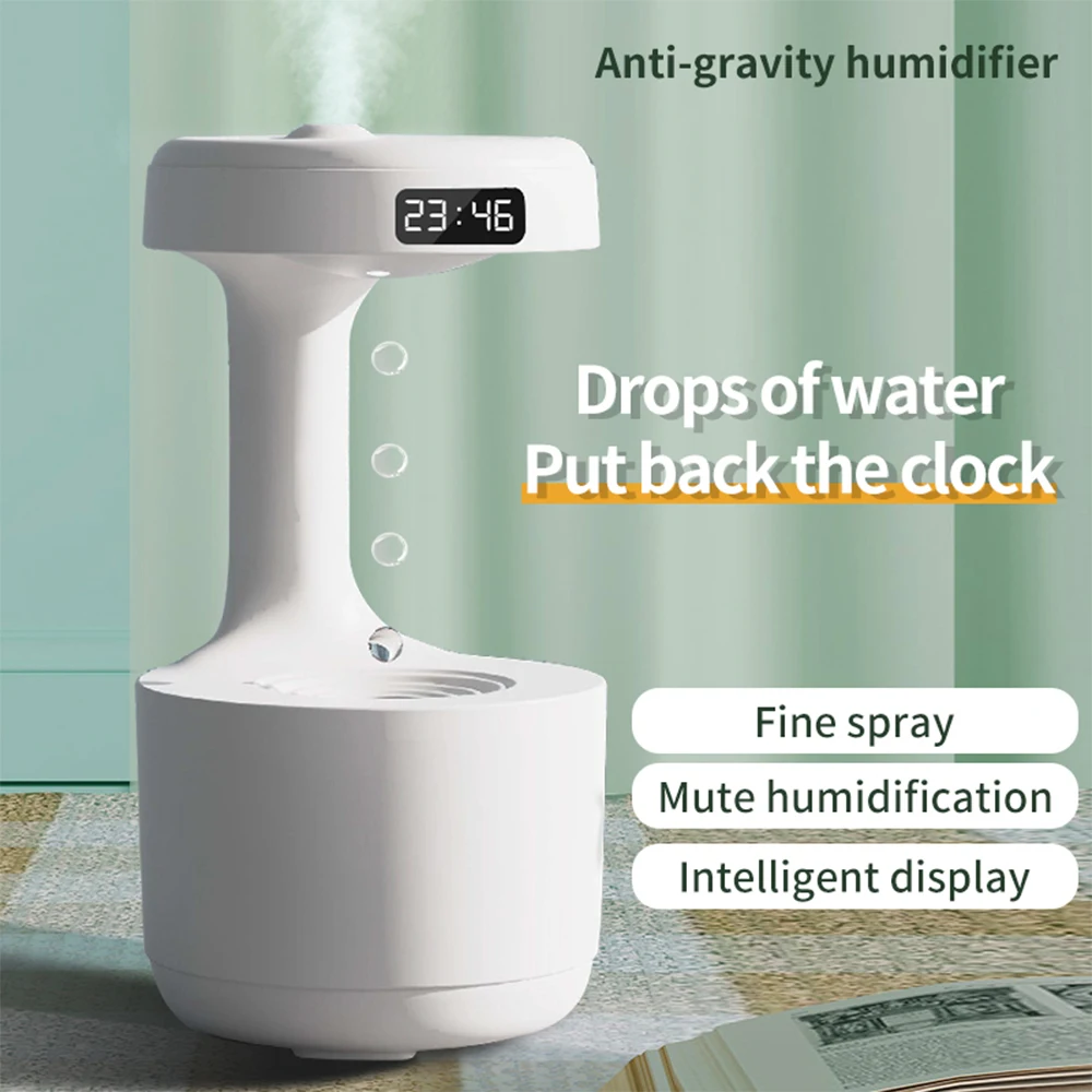 

800ML Anti-Gravity USB Air Humidifier Ultrasonic Air Purifier Levitating Water Drops Mist Maker Fogger Perfume LED Display Light