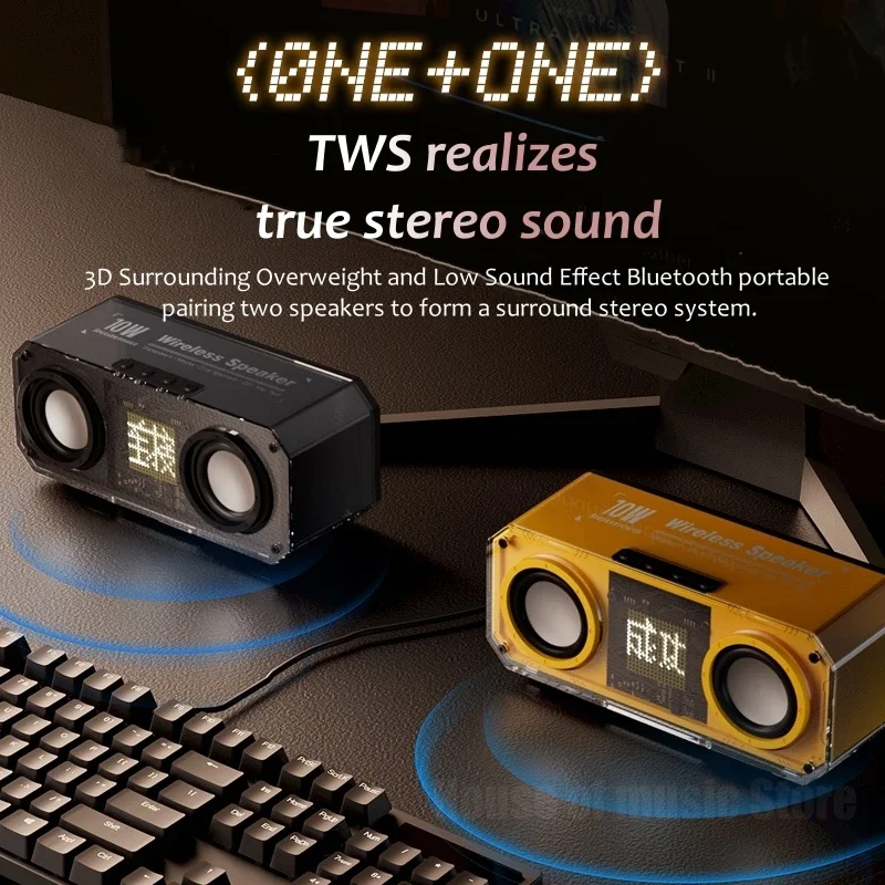 

Transparent Mecha Small Steel Cannon Portable BT 5.3 Music Audio TWS Stereo Bass Bluetooth Speakers Outdoor Wireless Subwoofer