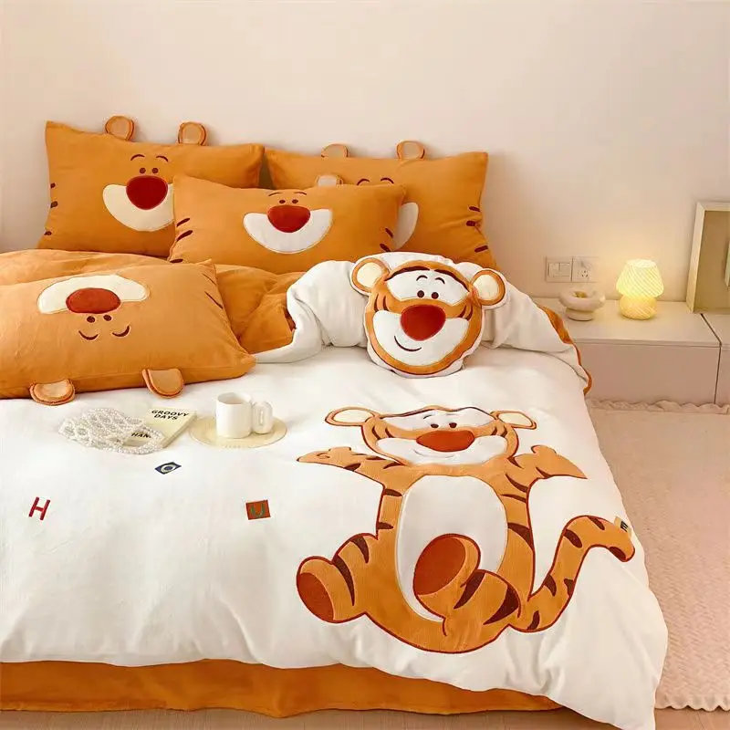 Милое пододеяльник с изображением бурундука теплый бархатный комплект из