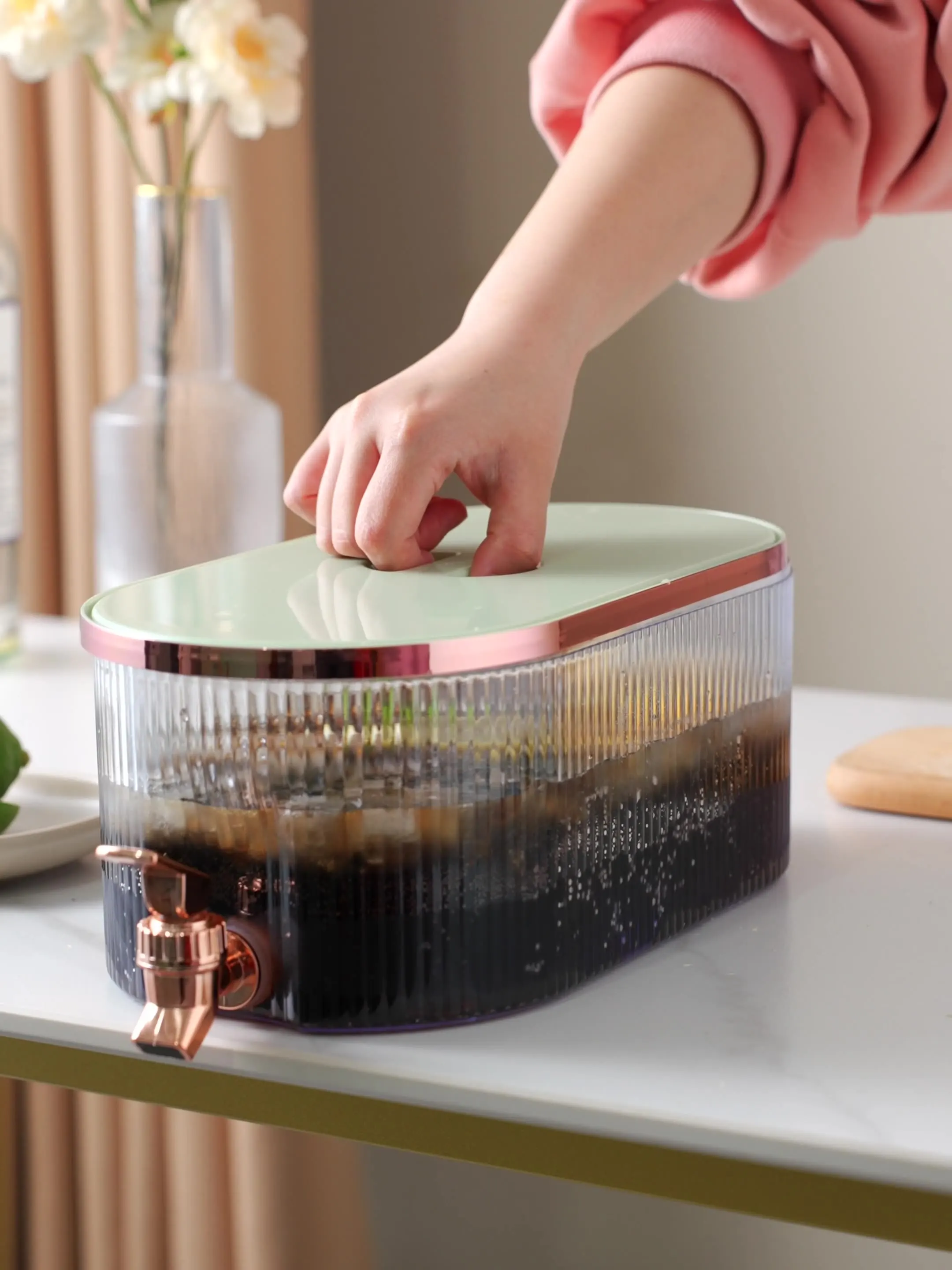 

Кувшин для воды с краном, л, летний кувшин для холодных напитков, прозрачный чайник, емкость для сока холодильника