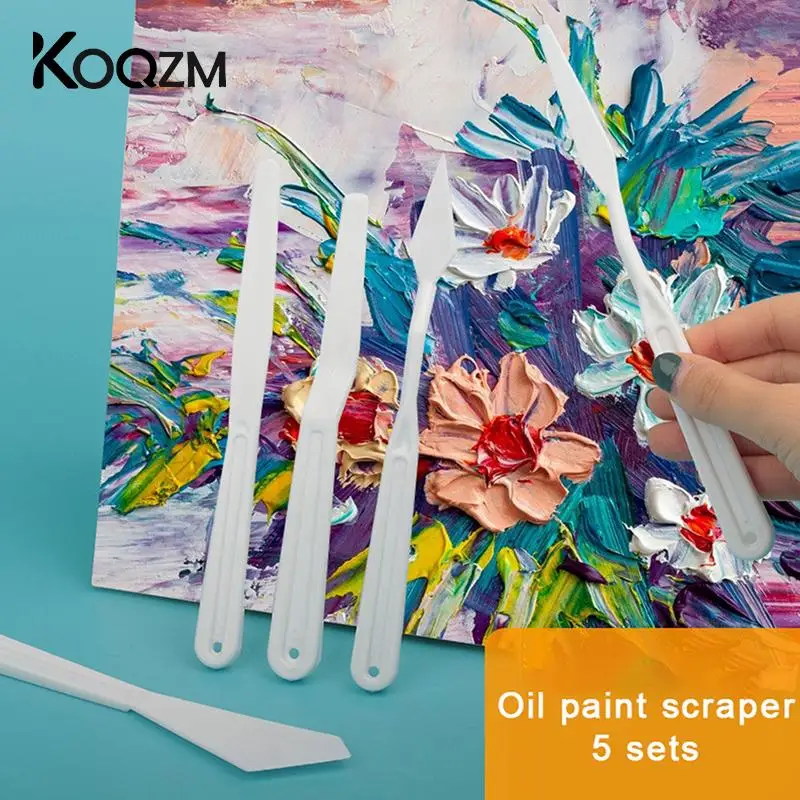 

5Pcs Plastic Handle Art Scraper Set Oil Painting Knife Artist Spatula Art Tools Stationery Supplies Painting Drawing Accessories