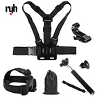 Комплекты аксессуаров для Gopro Hero 9 8 7 6 5 4 3 SJCAM SJ4000 SJ5000 Plus Xiaomi Yi 4K, монопод, крепление на голову, грудь