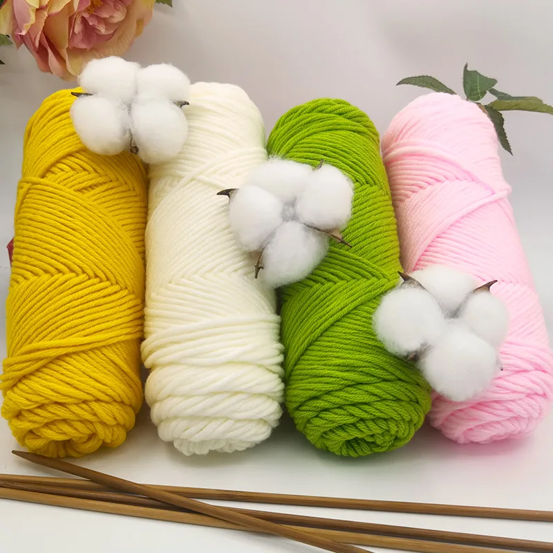 

8ply Natural Soft Silk Milk Cotton Yarn Thick Yarn for Knitting Lover Scarves Hand Knitting Wool Crochet Yarn Weave Thread