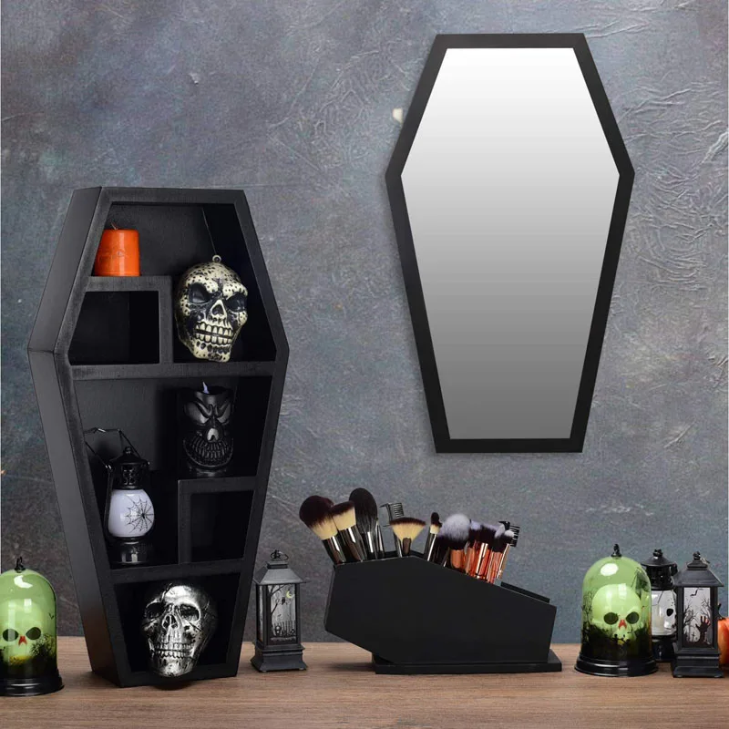 

Halloween Gothic Decorative Coffin Rack Desktop Candy Box Horror Ornament Shelf Model Decoration Holder Great Gift Durable