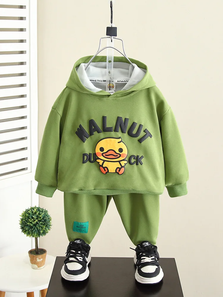 

Модная одежда для маленьких мальчиков, спортивный костюм, толстовка с мультяшным принтом + штаны, комплект из 2 предметов, комплекты одежды для малышей на весну и осень