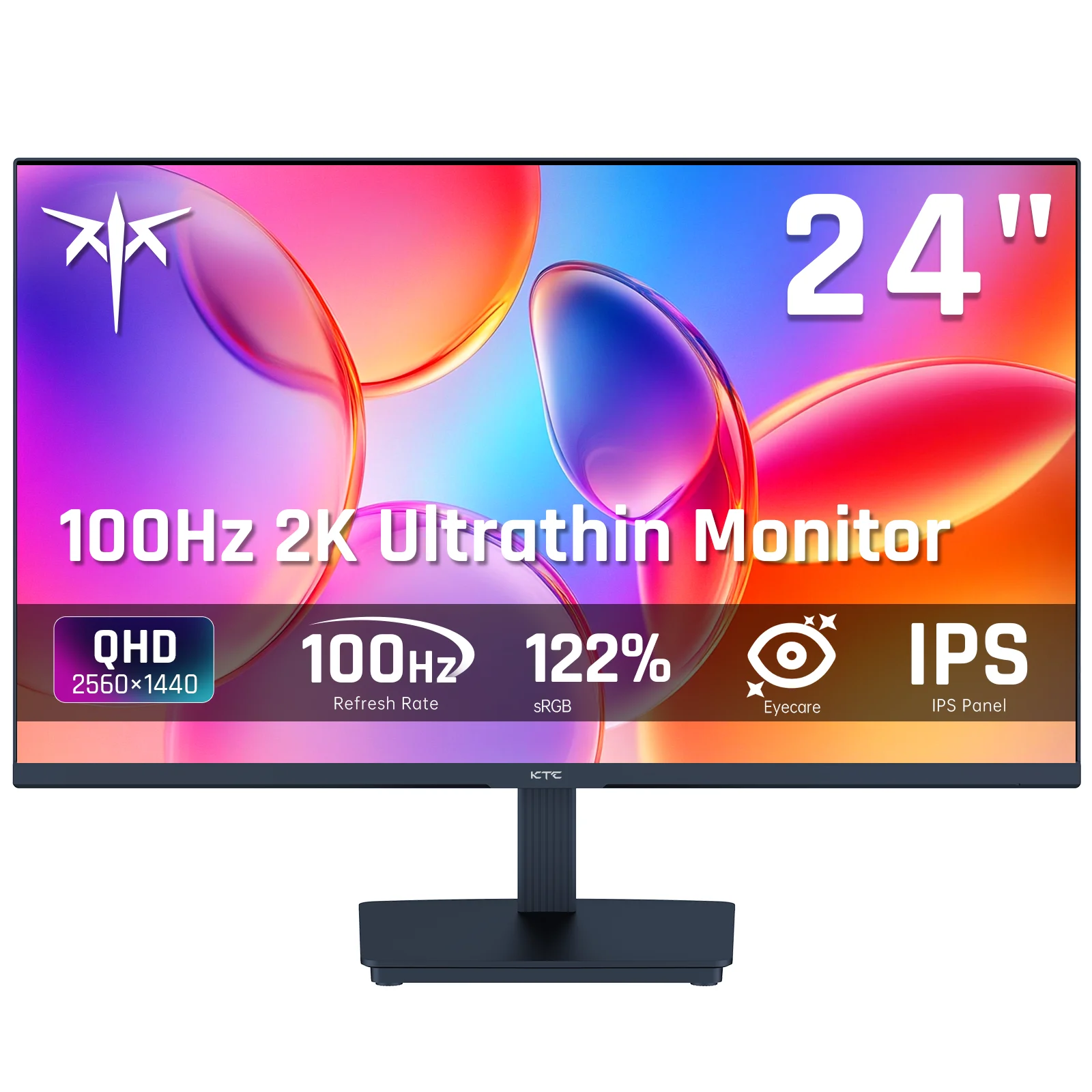 KTC 24 Inch QHD 2560x1440 IPS Computer Monitor, 100Hz Zero-Frame 2K Gaming Office Monitor, Adaptive Sync, HDR10, VESA H24T27