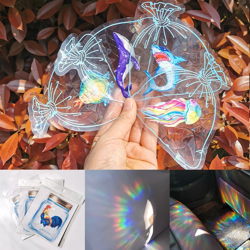1PC Солнечный ловец радуги наклейки 3D Звезда Бабочка Отражающая Декор Стеклянная наклейка Комната Окно Настенная наклейка Мотоцикл Автомобиль.