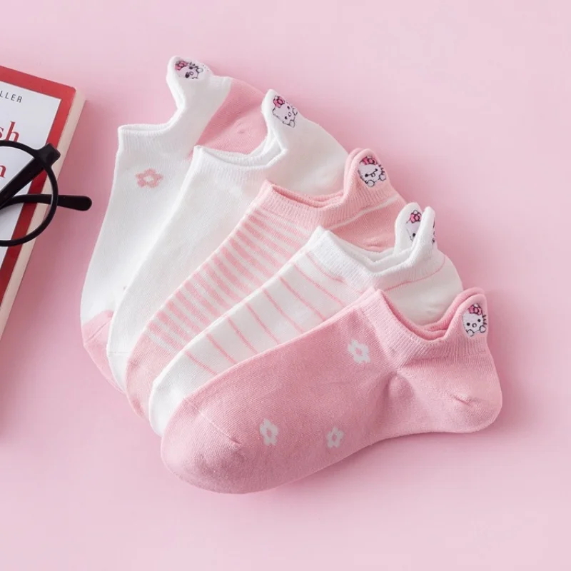 5 шт. женские хлопковые носки с рисунком Hello Kitty