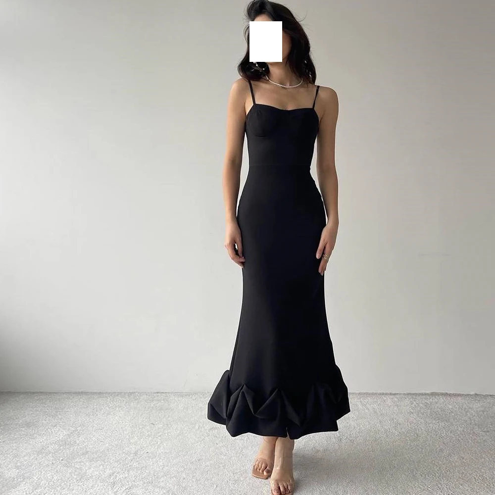 Женское вечернее платье без бретелек черное до щиколотки для выпускного вечера
