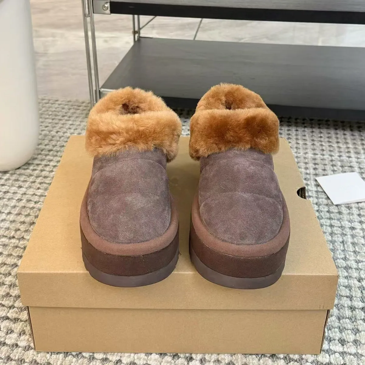 Дизайнерская брендовая женская обувь шерстяные интегрированные зимние ботинки