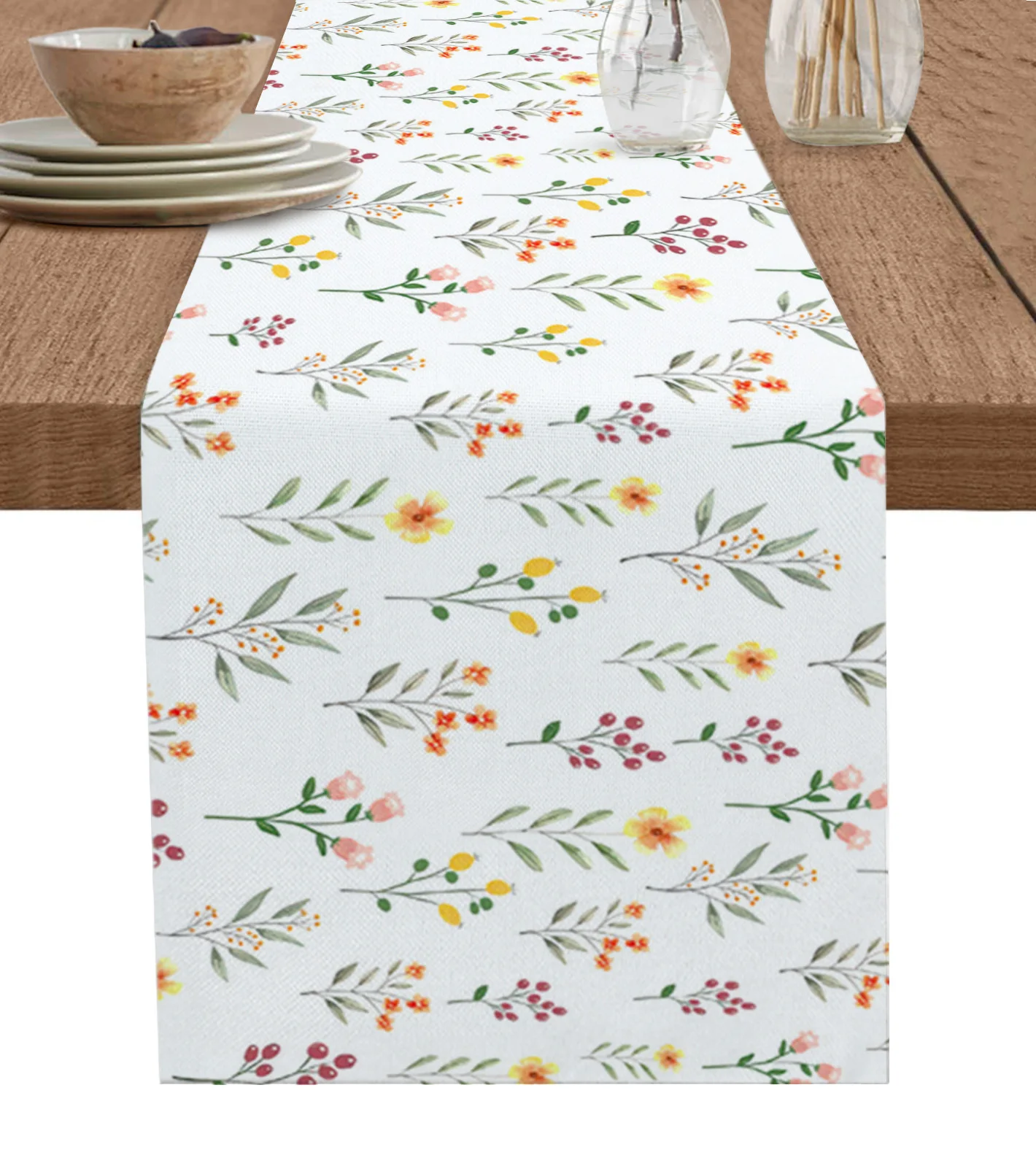 

Watercolor Flower Leaf Table Runner Christmas Dining Table Decor Linen Table Runners Wedding Decor Table Cloth