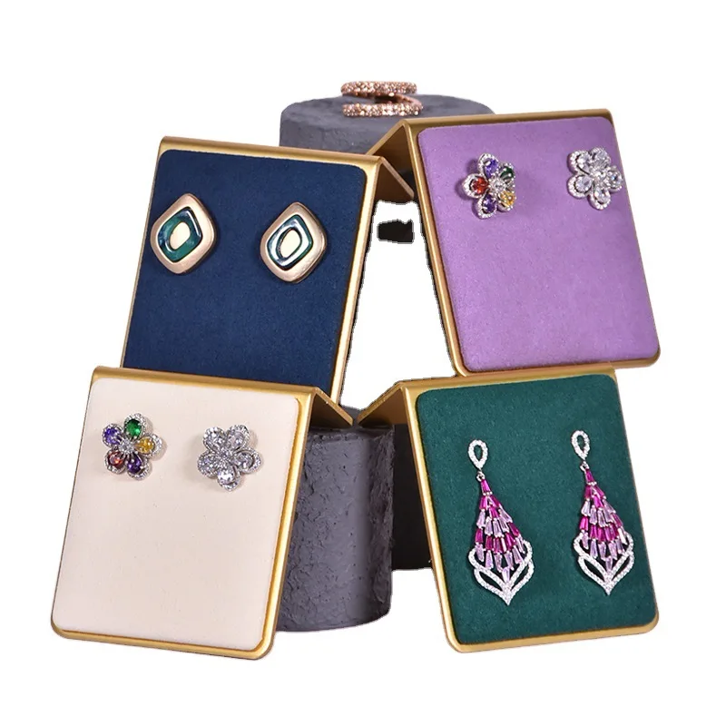 Metal Microfiber Jewelry Props Earrings Display Holder Creative Beveled Jewelry Stand Jewelry Display Decoration Stand
