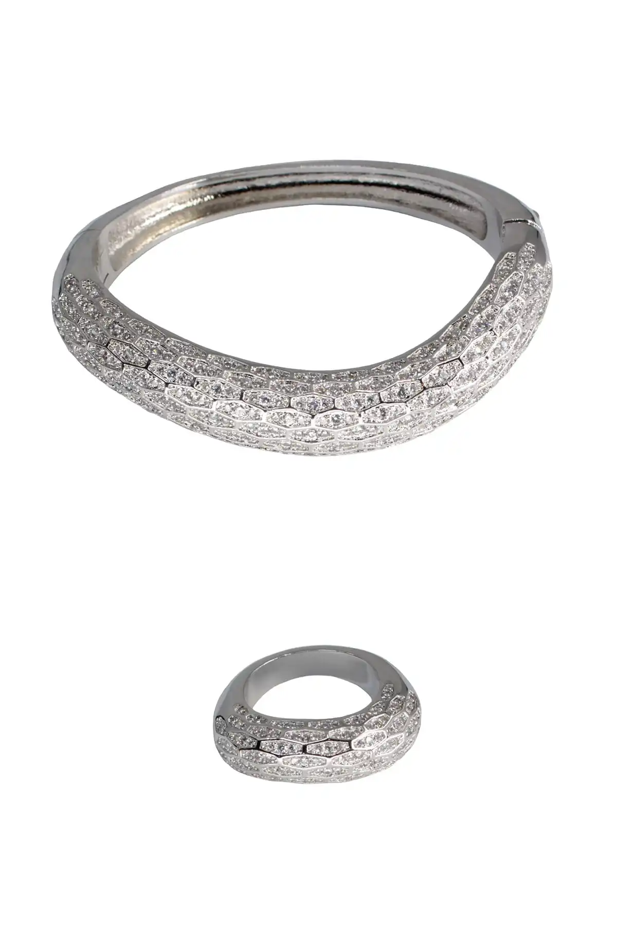 

Женское модное ювелирное изделие, Позолоченное серебряное кольцо со стразами 2 шт Комплекты 08519-S30