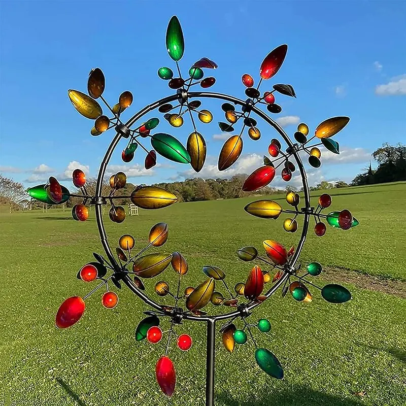 Unique Rainbow Color Metal Windmill Outdoor Wind Spinners Wind Collectors Courtyard Patio Lawn Garden Decoration Gift Dropship