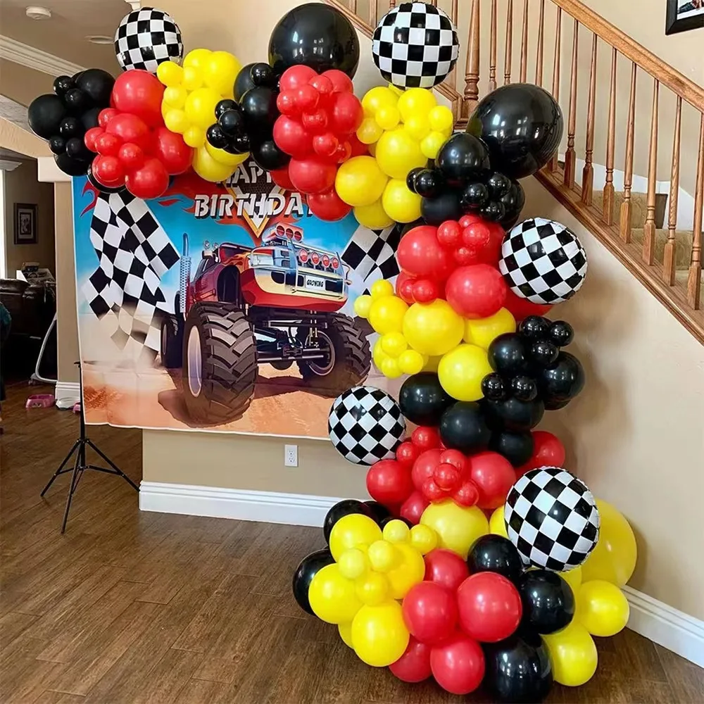 

120 Piece Racing Themed Red Yellow Black Balloon Garland Arches Set Boys Birthday Party Baby Shower Football Party Decorations