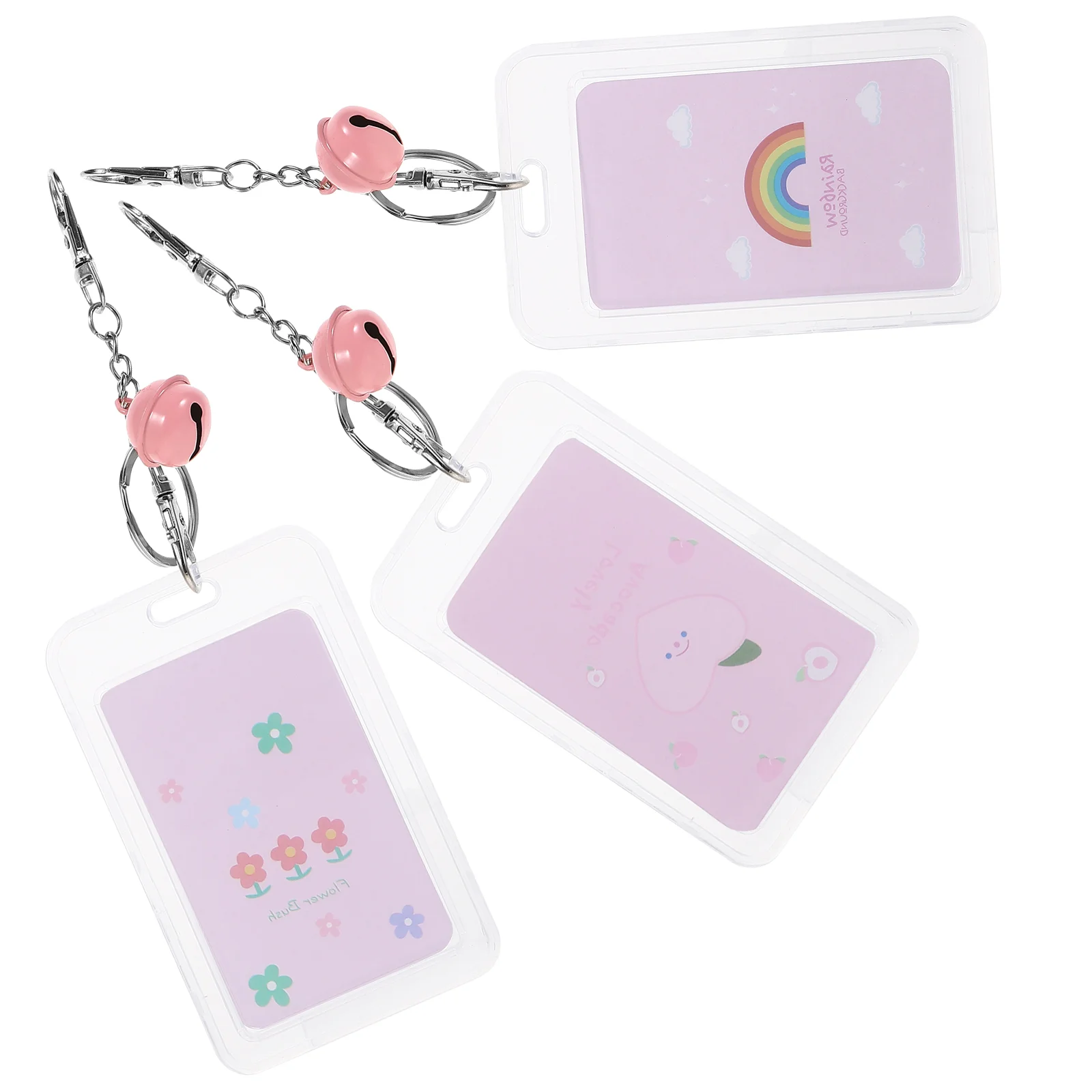 

Photocard Sleeves Keychian Protectors Id Holder Clip Clear Keychain Bus Keyring