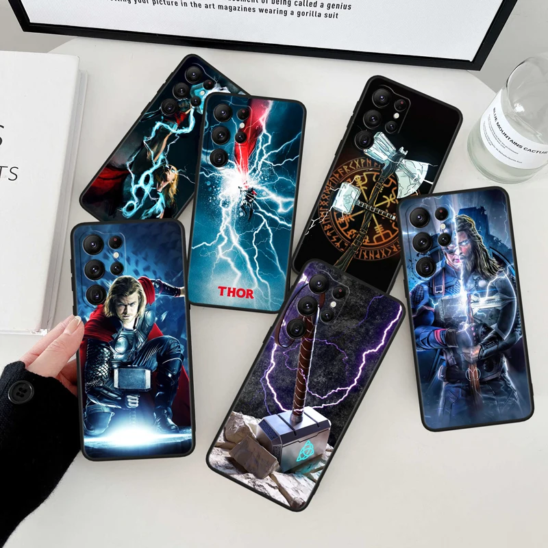 

Thor marvel hero Black Phone Case For Samsung Galaxy S23 S22 S21 S20 FE Ultra Pro Lite S10 S10E S9 Plus 5G