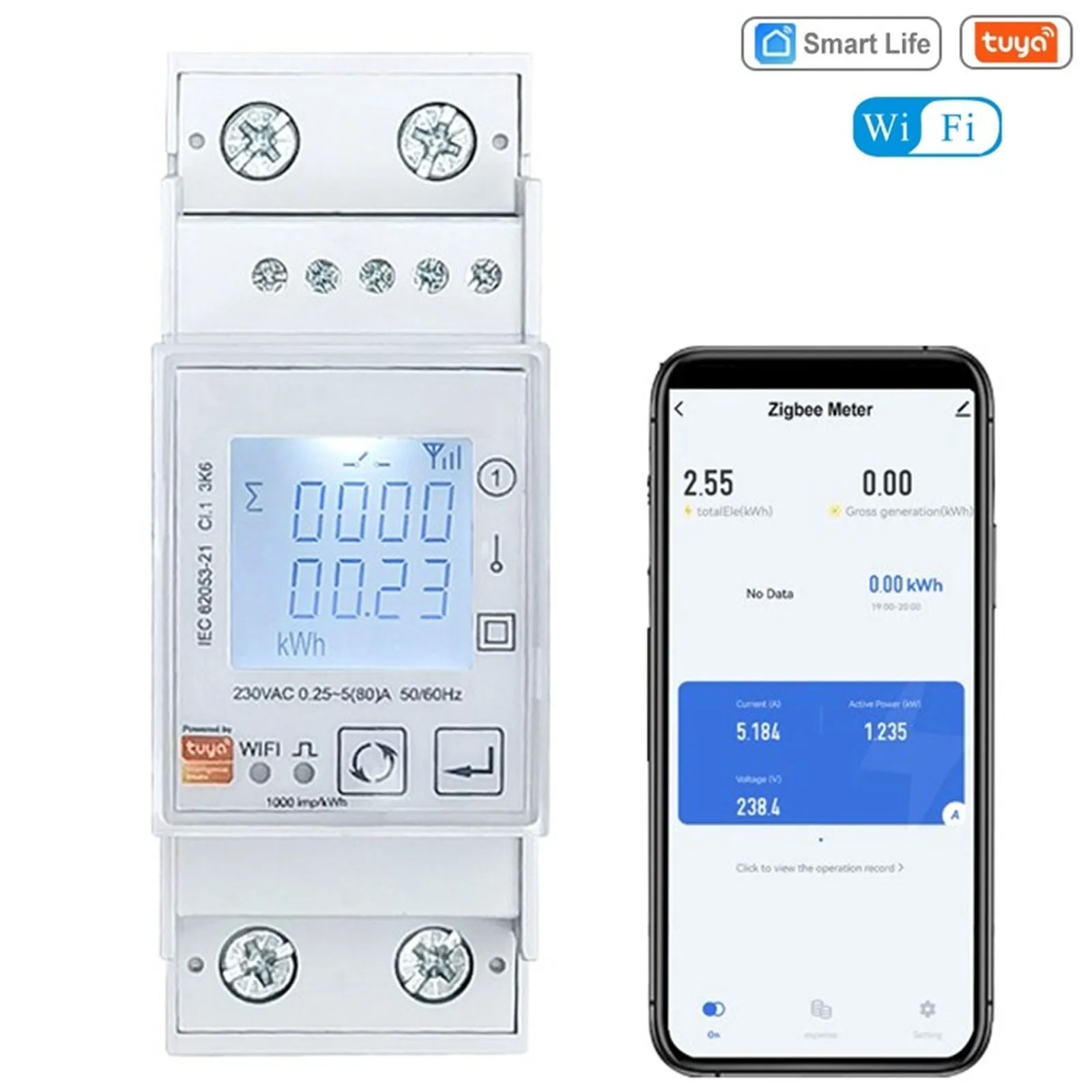 

Brand New Energy Meter Bidirectional 80A KWh Bidirectional Digital Din Rail Electricity Measuring Single Phase