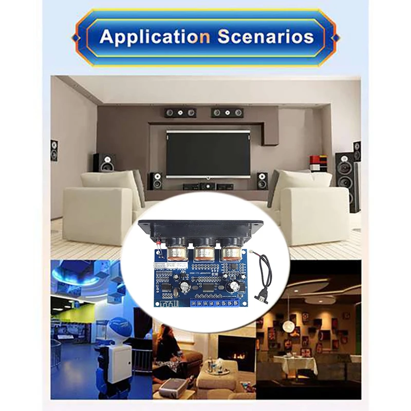 BT5.0 2.1 Channel Digital Amplifier Board+AUX Cable+Remote Control 2X25W+50W Subwoofer Class D Board DC12-20V