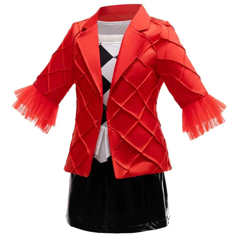 Детский красный костюм клоуна из куртки костюмы на Хэллоуин для девочек платье в