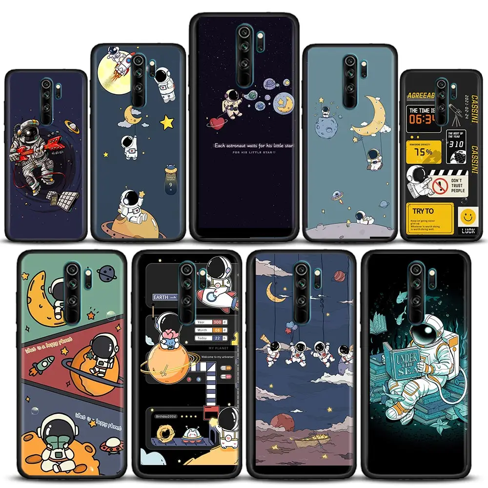 

Phone Case for Redmi 6 6A 7 7A Note 7 8 8A Case 8T Note 9 9S Pro 4G 9T Soft Silicone Cover Cute Cartoon Spaceman Astronauts
