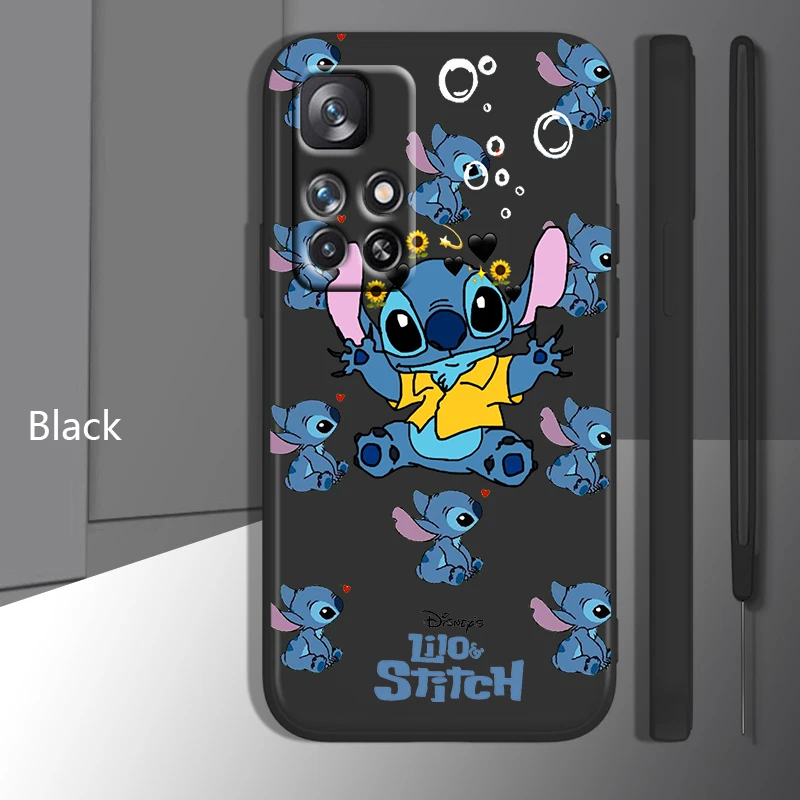 

Cute Disney Stitch For Redmi K50 K40 K30 K20 10C X 9C T AT A 8A 7A Gaming Pro Plus Liquid Rope Silicone Phone Case