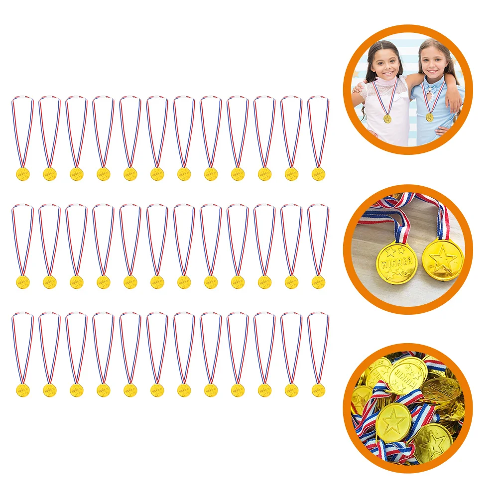 

36 Pcs Kids Awards Medals Toy Sports Encouragement Cloth Reward Child Gold Trim