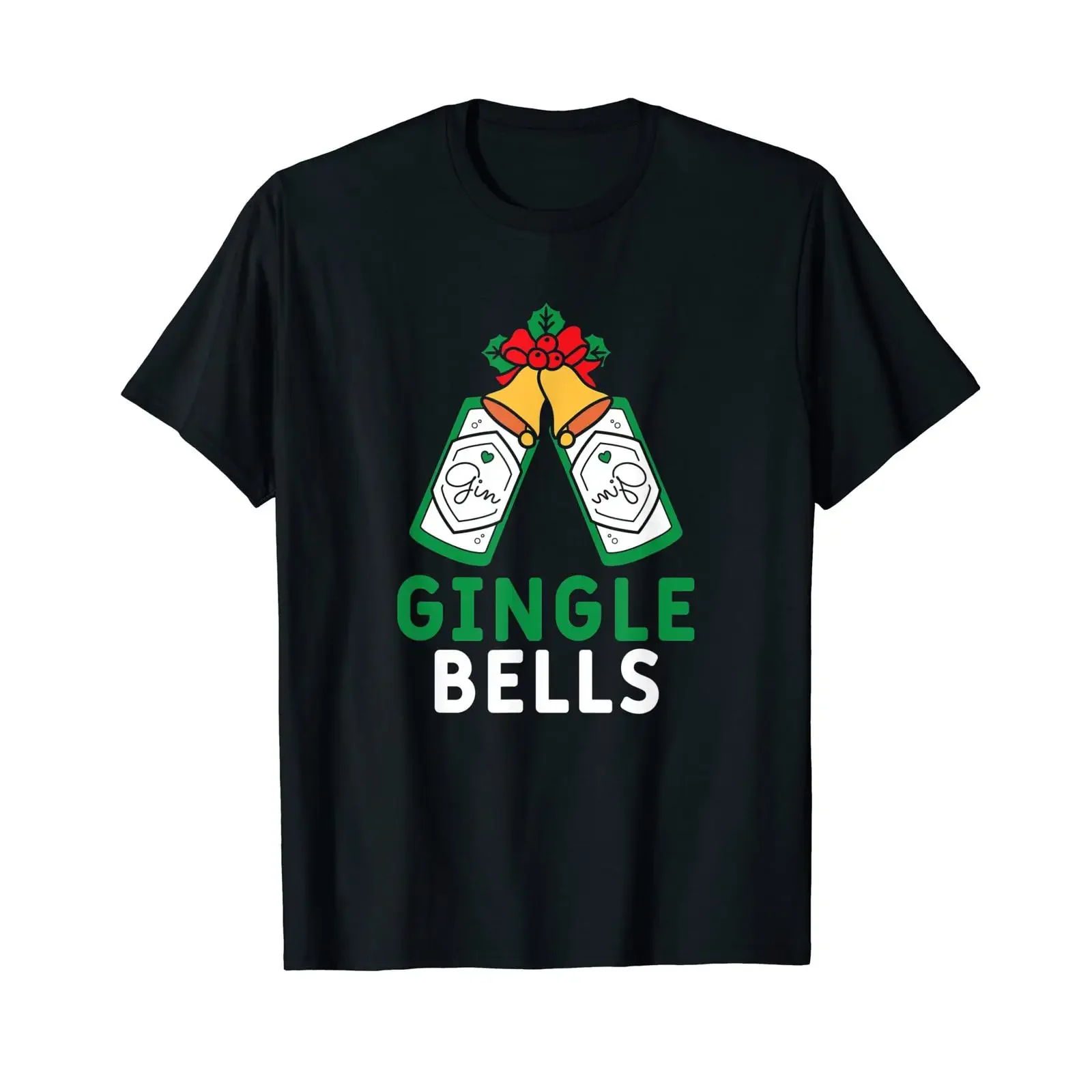 Фото Футболка Gingle Bells Gin Funny Xmas Drinker Christmas Drinking T Shirt, винтажная, с эффектом потертости, слегка комфортная, мягкая, модная, повседневная, унисекс №1
