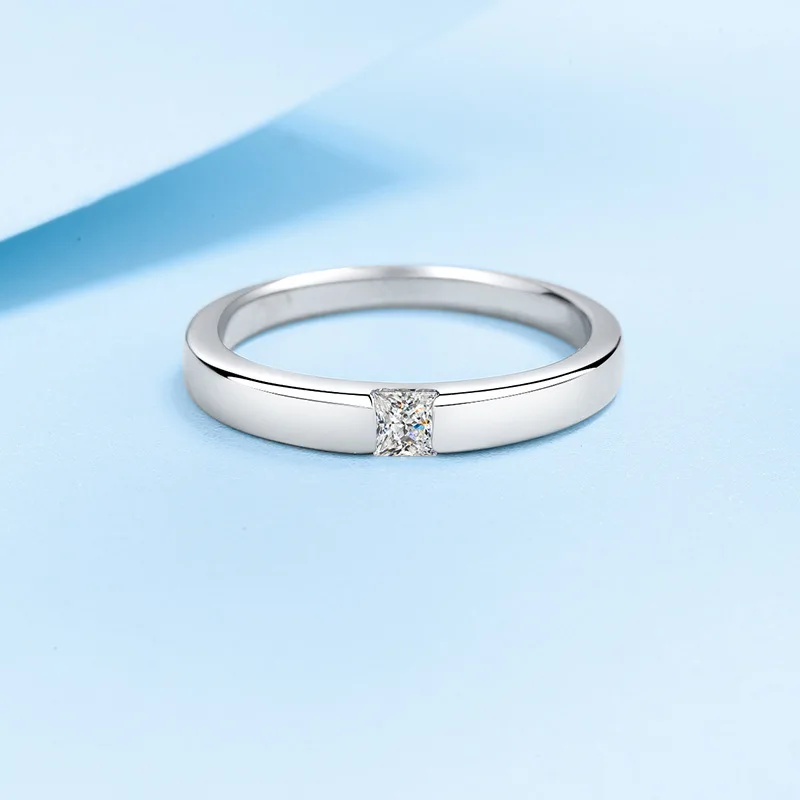 Фото HTOTOH 0,3 Ct D принцесса 18K покрытое белым золотом 925 серебро Муассанит кольцо Grilfriend женщина подарок символ любви женщина девушка подарок №3