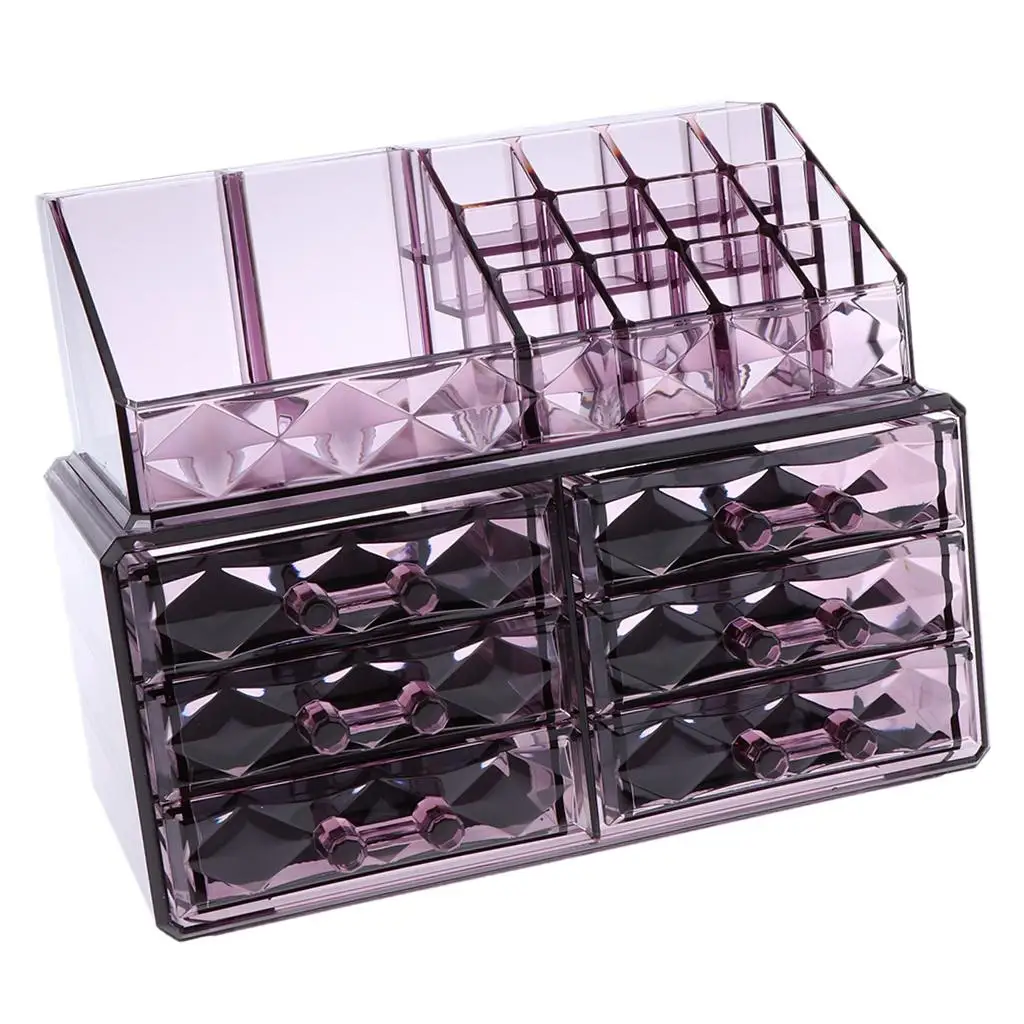 

Cosmetic Organizer Acrylic Makeup 6 Drawer Holder Jewelry Case Box Storage Make Up Accessories