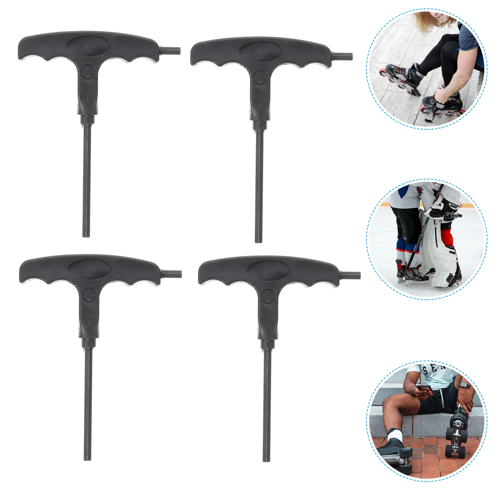 

4Pcs Wrench Skates Wheel Remover Roller Blades Screwdriver Skates Tool T Shaped Shoes Wrench for Outdoors