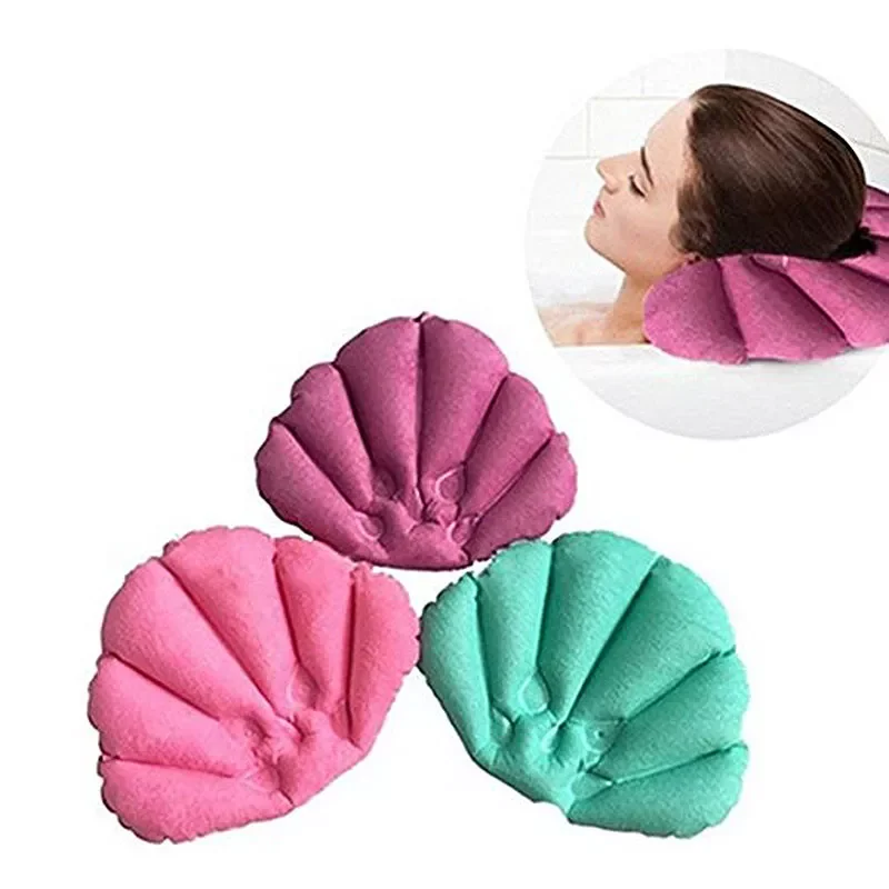 

NEW2022 Bathroom Products Spa Inflatable Bath Pillow Towel Cloth Shell Shaped Neck Bathtub Cushion Bathroom Accessories Random