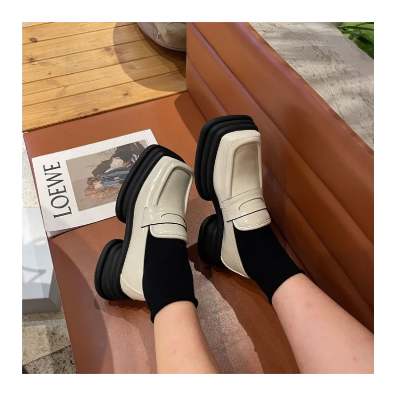 

Женские туфли на плоской подошве, новые массивные мюли, ленивые туфли в британском стиле, модные повседневные классические туфли из искусст...