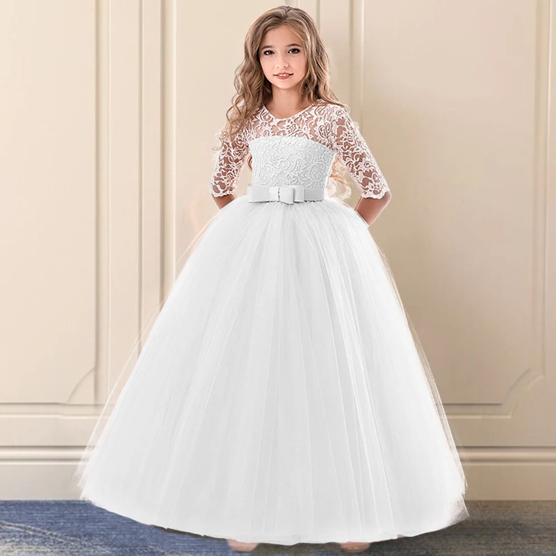 

Новинка 2023, кружевное однотонное платье принцессы для девочек-подростков, детские платья с цветочной вышивкой для девочек, детская одежда для выпускного вечера, красное бальное платье