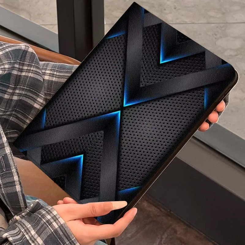 Фото Стильный чехол с неоновым геометрическим узором для планшетов Xiaoxin Lenovo Tab P12 Extreme Legion Y900 Idea Pro GT 12.1 2025 – складной чехол для планшета, подарок №4
