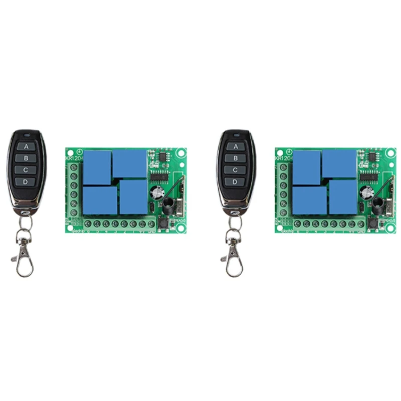 

2X DC 12V 4CH 4 CH Wireless RF Remote Control Light Switch Radio Receiver Module+Transmitter Garage Doors/Lamp