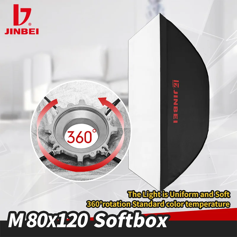 

JINBEI M-80×120cm Rectangle Softbox With Bowens Mount Studio Strobe Flash Box Reflective Lighting Diffuser Photography Equipment