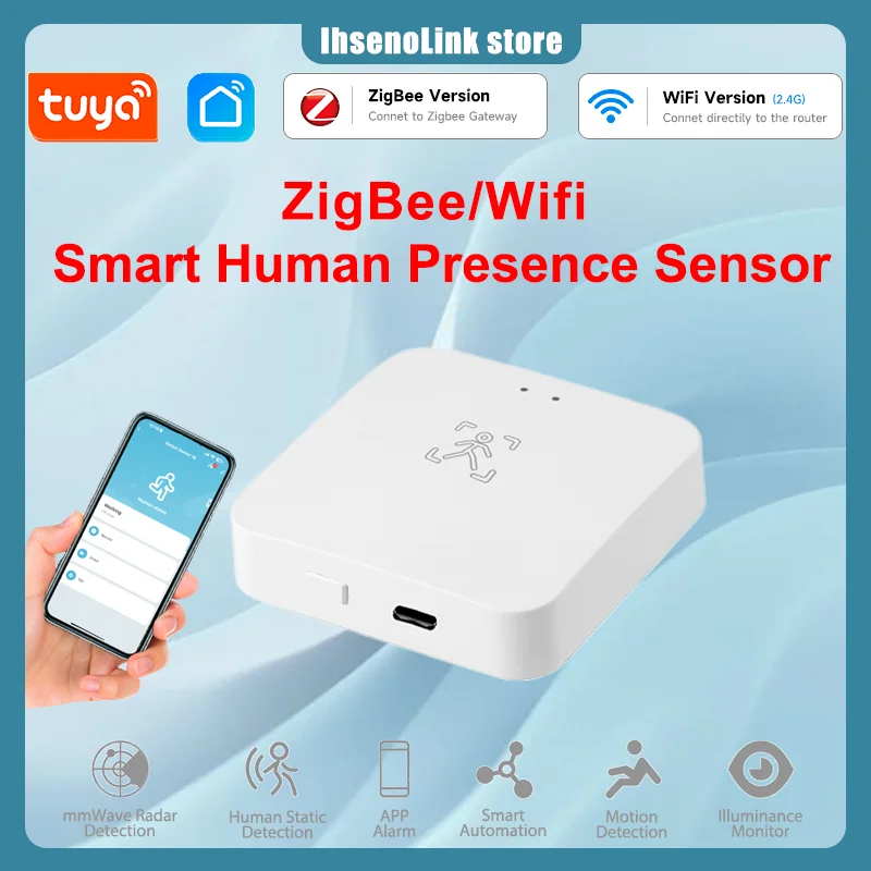 Tuya Zigbee Wi-Fi датчик присутствия человека MmWave радар-детектор с датчиком яркости для