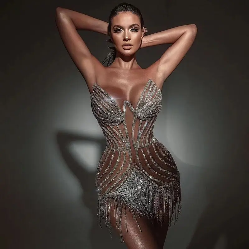 

Женское облегающее мини-платье с V-образным вырезом, без рукавов