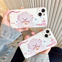 cute cartoon animal donut dog girl delicate feel soft case for iphone 11 12 13 pro max 7 8 plus xr x xs anti drop cover fundas