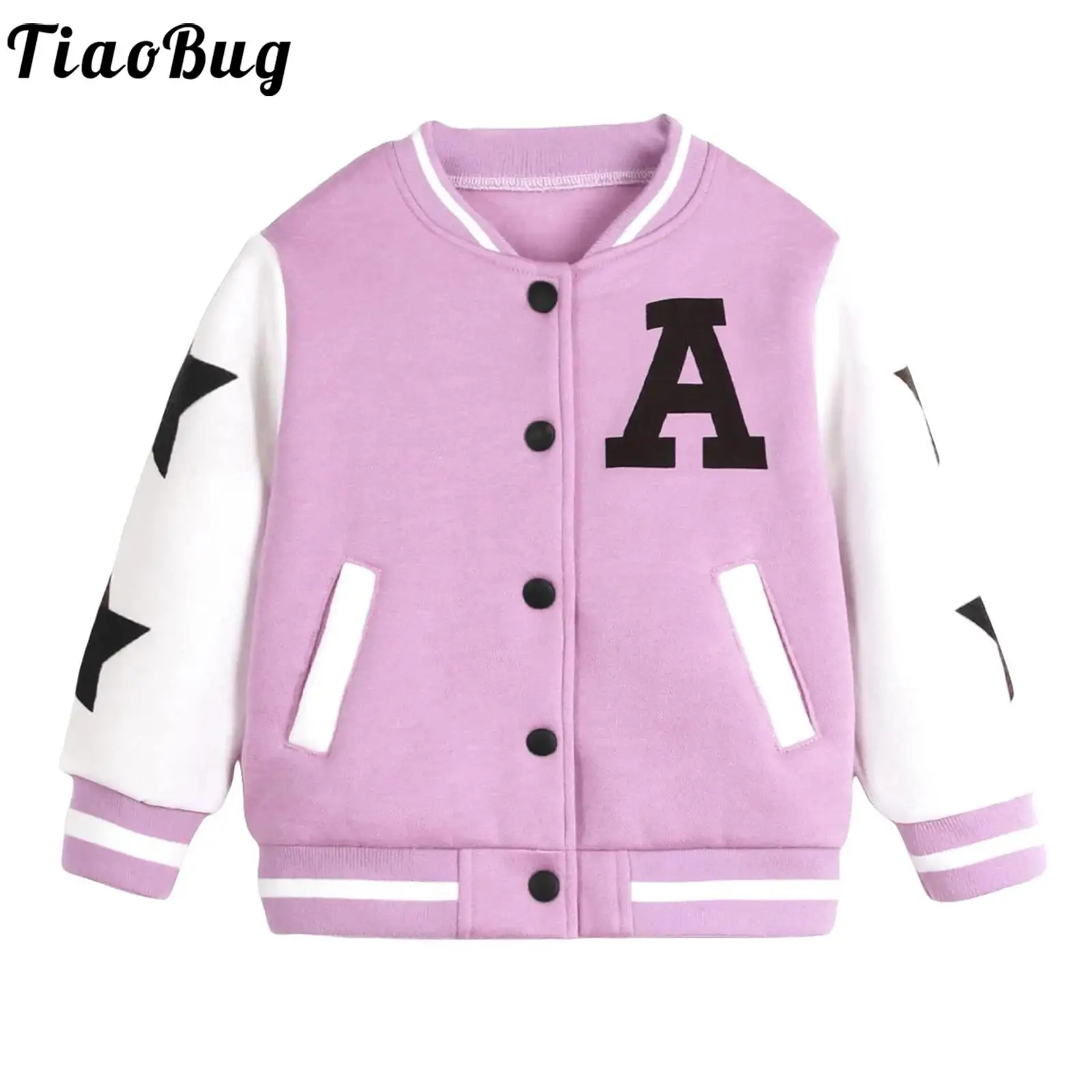 

Куртка-бомбер для девочек, с длинным рукавом, на пуговицах